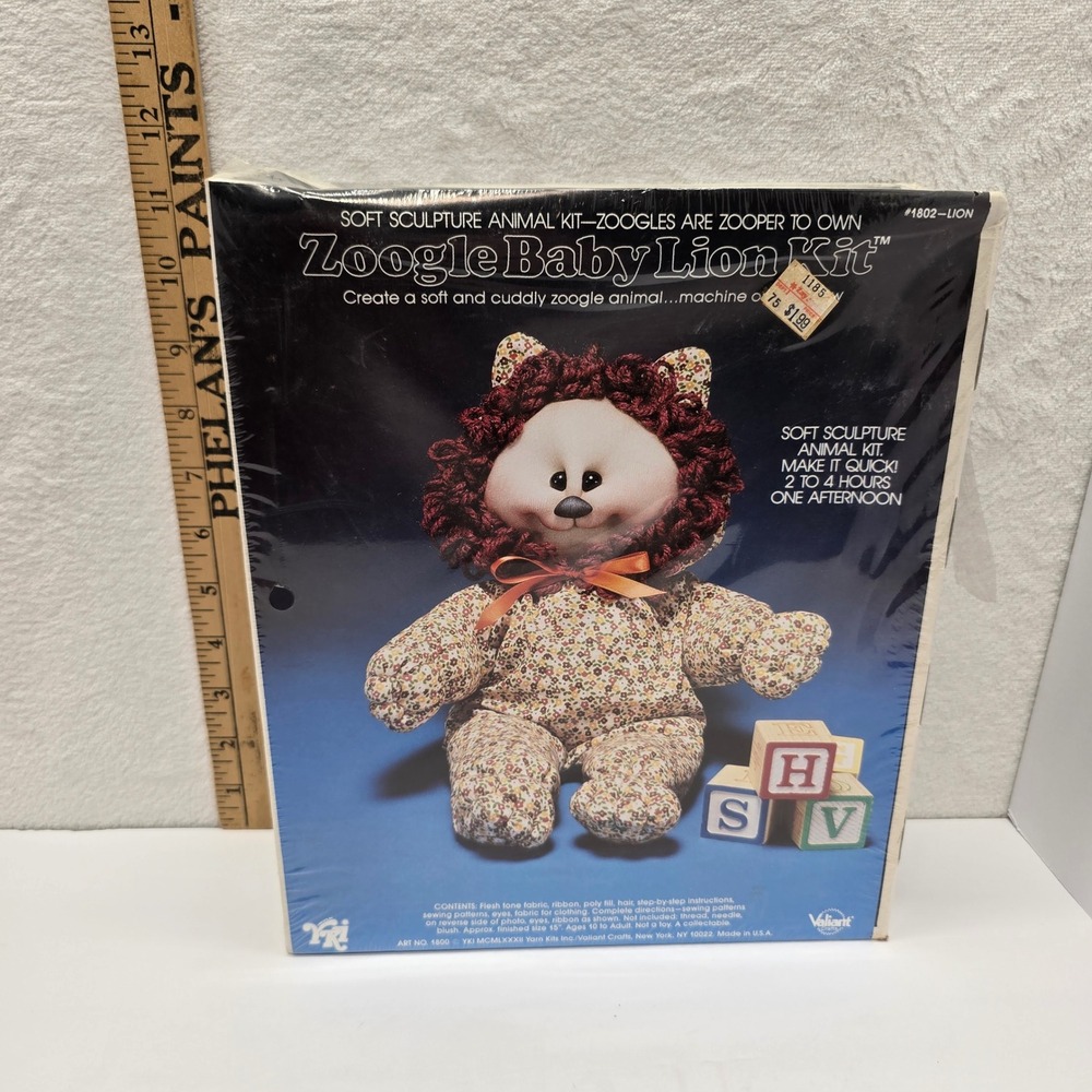 YKI Zoogles Baby Lion Craft Kit Sealed Vintage 1978 Plush‎ DIY Kit